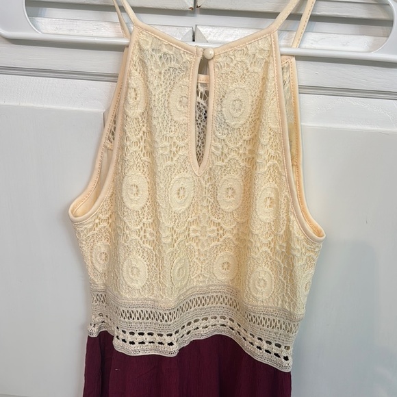 Inspired Hearts Burgundy and Lace Maxi Dress Size M. - Picture 6 of 7
